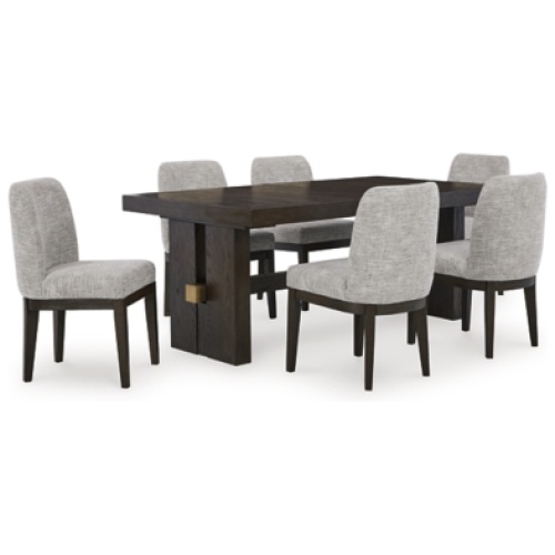 Burkhaus Dining Table and 6 Chairs, Dark Brown