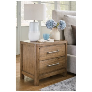 Cabalynn 29" 2 Drawer Charging Nightstand, Light Brown