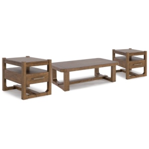 Cabalynn Coffee Table with 2 End Tables, Light Brown