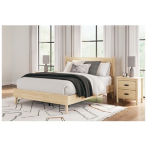 Cabinella Queen Platform Panel Bed, Tan