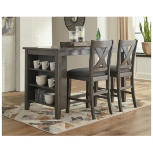 Caitbrook Counter Height Dining Table and 2 Barstools, Gray