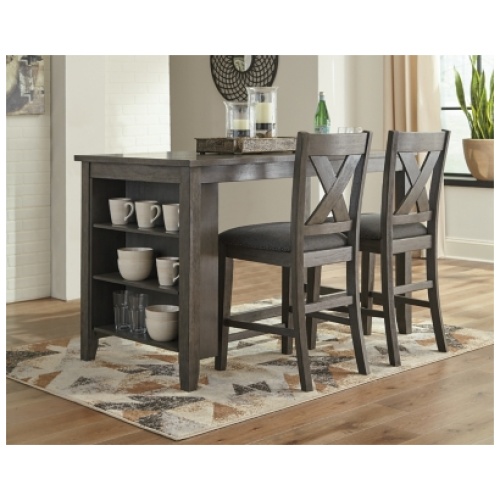 Caitbrook Counter Height Dining Table and 2 Barstools, Gray