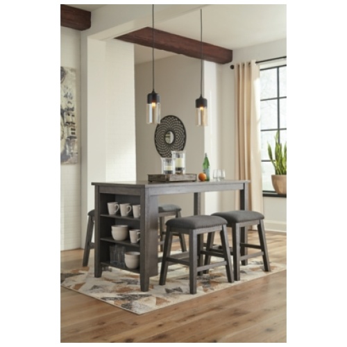 Caitbrook Counter Height Dining Table and 4 Barstools, Gray