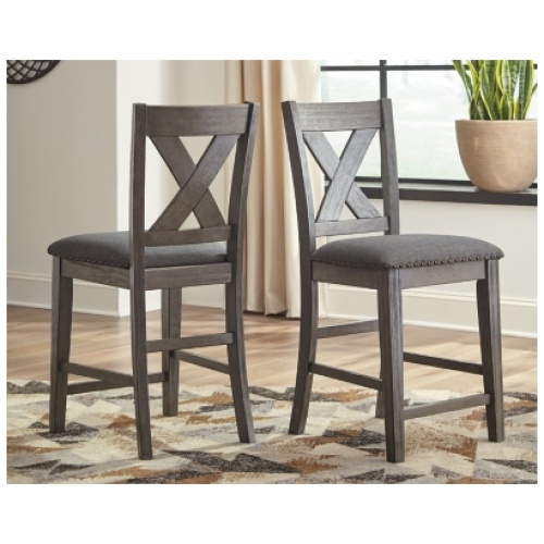 Caitbrook X Back Counter Height Bar Stool, Gray