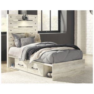 Cambeck Twin Panel Bed with 4 Storage Drawers and 4 Cubbies, Whitewash