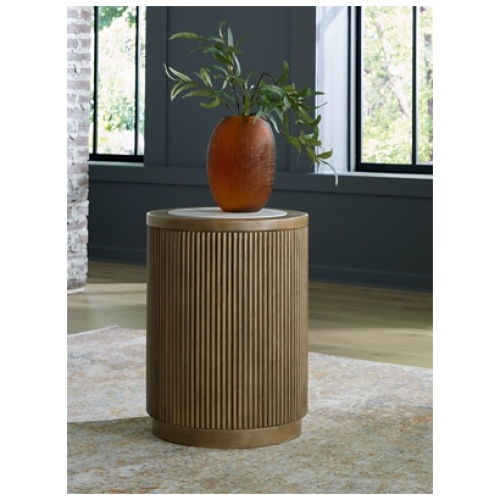 Camdill End Table, Light Brown/White