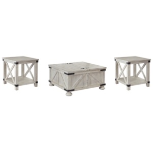 Carynhurst Coffee Table with 2 End Tables, Whitewash