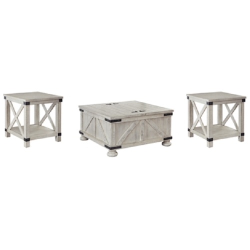 Carynhurst Coffee Table with 2 End Tables, Whitewash