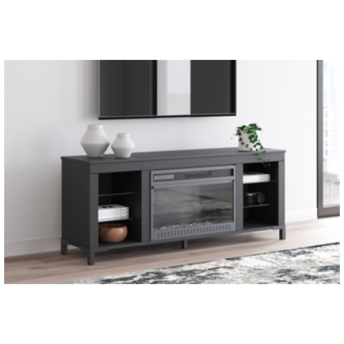 Cayberry 60" TV Stand with Electric Fireplace, Black