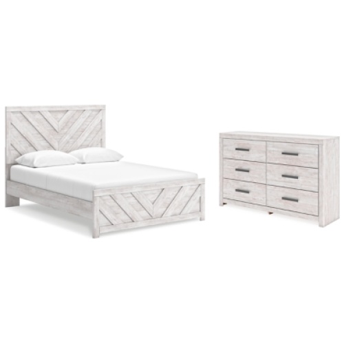 Cayboni Queen Panel Bed with Dresser, Whitewash