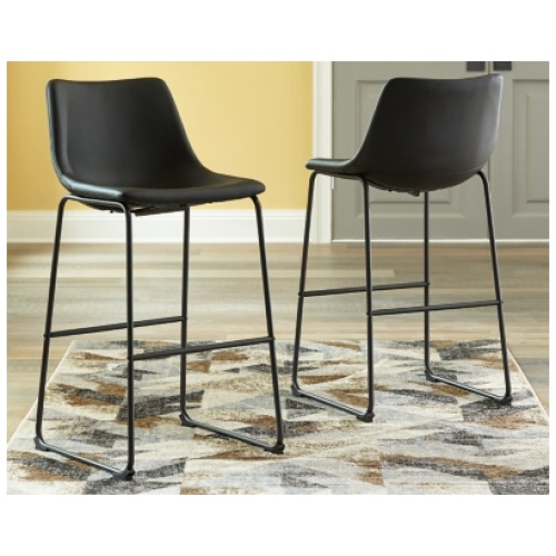 Centiar Pub Height Bar Stool with Upholstered Bucket Seat Leather, Black