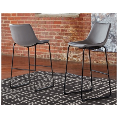 Centiar Pub Height Bar Stool with Upholstered Bucket Seat Leather, Gray