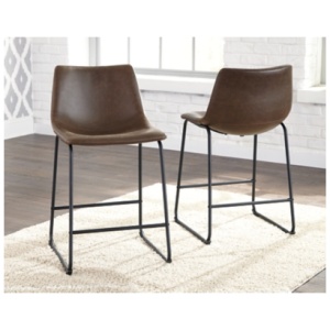 Centiar Pub Height Bucket Seat Bar Stool Leather, Brown
