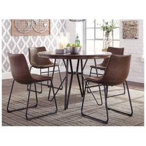 Centiar Round Dining Table with Hairpin Legs, Two-tone Brown, Metal/Wood