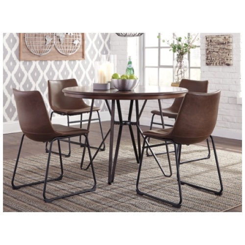 Centiar Round Dining Table with Hairpin Legs, Two-tone Brown, Metal/Wood