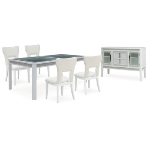Chalanna Dining Table and 4 Chairs with Storage, White