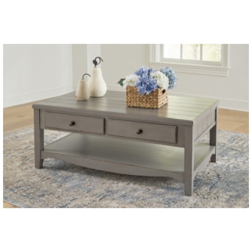 Charina 2 Drawer Coffee Table, Antique Gray