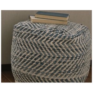 Chevron Pouf, Blue