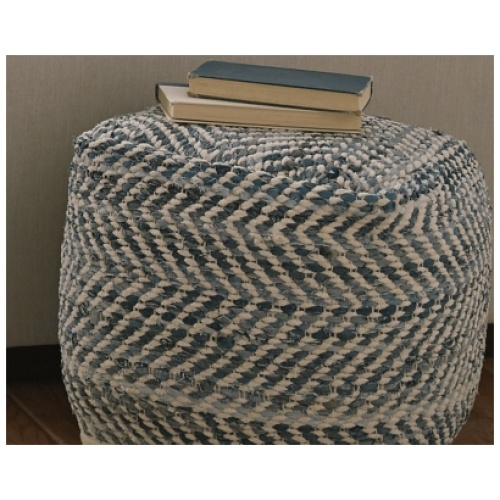 Chevron Pouf, Blue