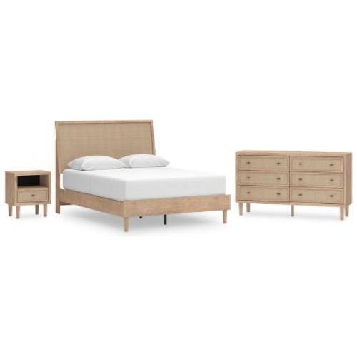 Cielden Queen Panel Bed with Dresser and Nightstand, Two-tone