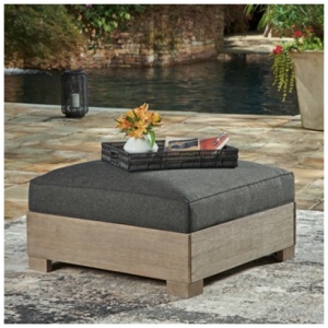 Citrine Park Outdoor Ottoman, Brown/Charcoal