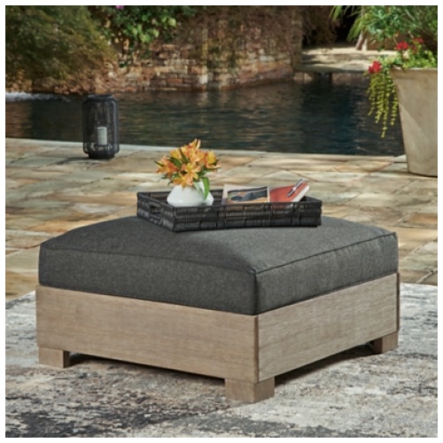 Citrine Park Outdoor Ottoman, Brown/Charcoal