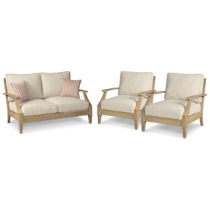 Clare View Outdoor Loveseat with 2 Lounge Chairs, Beige