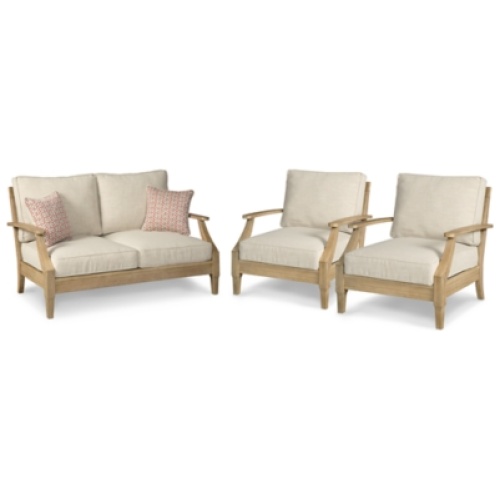 Clare View Outdoor Loveseat with 2 Lounge Chairs, Beige