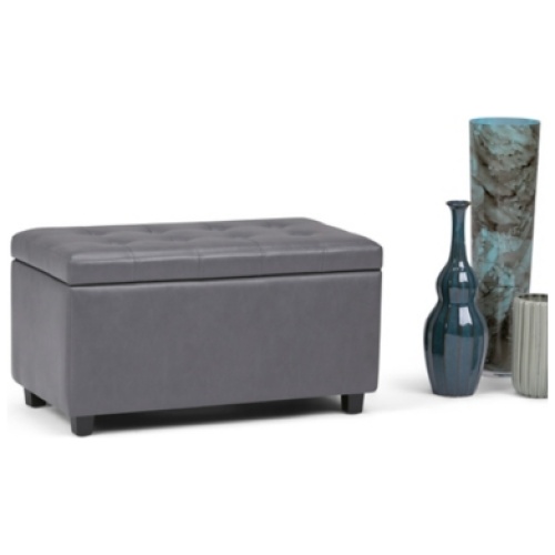 Cosmopolitan Rectangle Storage Ottoman, Stone Gray