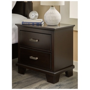 Covetown 24" 2 Drawer Nightstand, Dark Brown