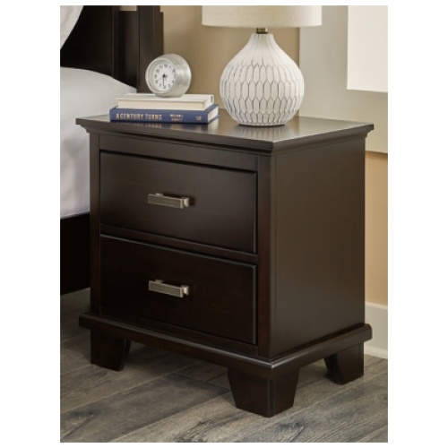 Covetown 24" 2 Drawer Nightstand, Dark Brown