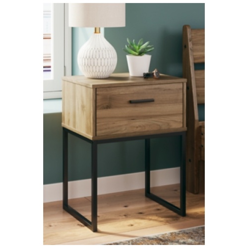 Deanlow 20" 1 Drawer Nightstand, Honey