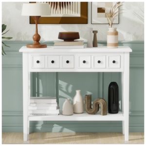 Dovelina Trecy Console Table with Open Shelf, White