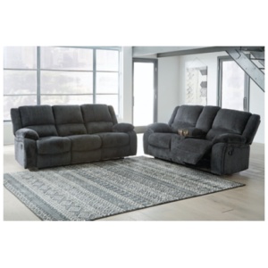 Draycoll Manual Reclining Sofa and Loveseat, Slate