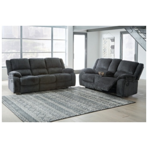 Draycoll Manual Reclining Sofa and Loveseat, Slate