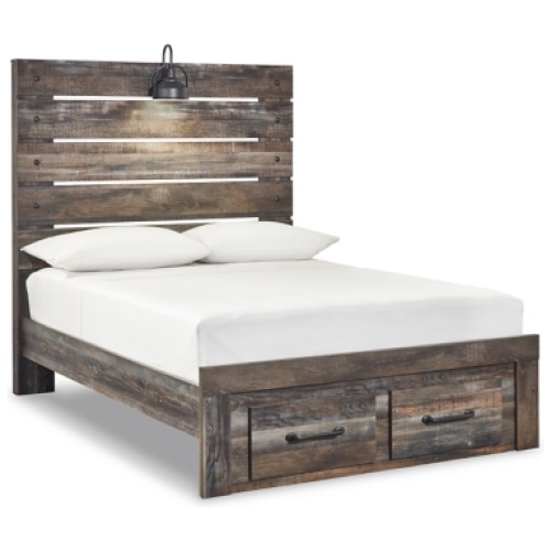 Drystan Full Panel Bed with 2 Storage Drawers, Multi