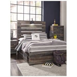 Drystan Full Panel Bed with 2 Storage Drawers and 2 Cubbies, Multi
