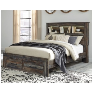 Drystan Queen Bookcase Bed with 2 Storage Drawers, Multi