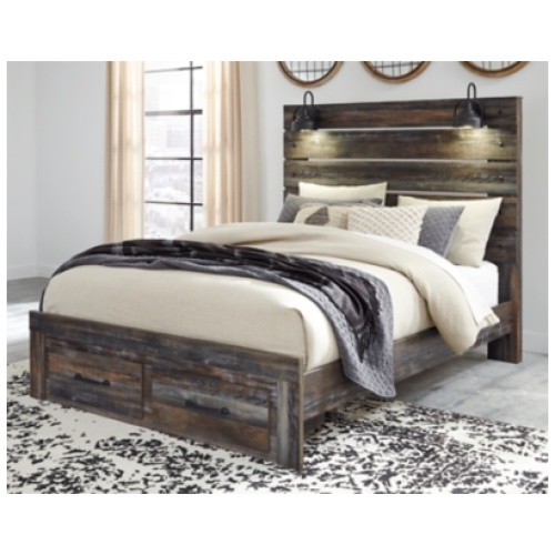 Drystan Queen Panel Bed with 2 Storage Drawers, Multi