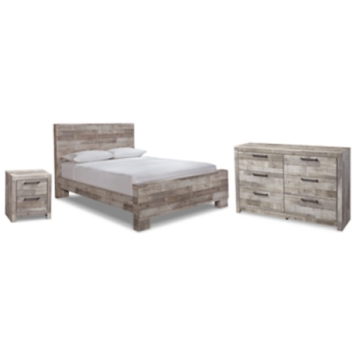 Effie Queen Panel Bed with Dresser and Nightstand, Whitewash