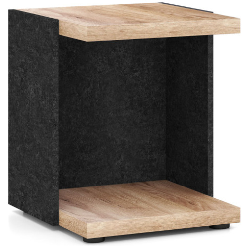 End Table 2-Tier Sofa Side Table with Open Storage Shelf-Oak
