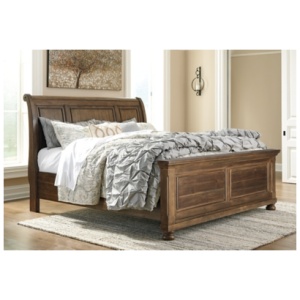 Flynnter Queen Sleigh Bed, Medium Brown