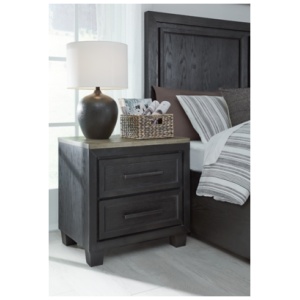 Foyland 27" 2 Drawer Charging Nightstand, Black/Brown