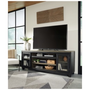Foyland 83" TV Stand, Black/Brown