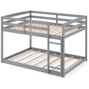 Full Over Full Bunk Bed Low-to-ground Bunk Bed-Gray