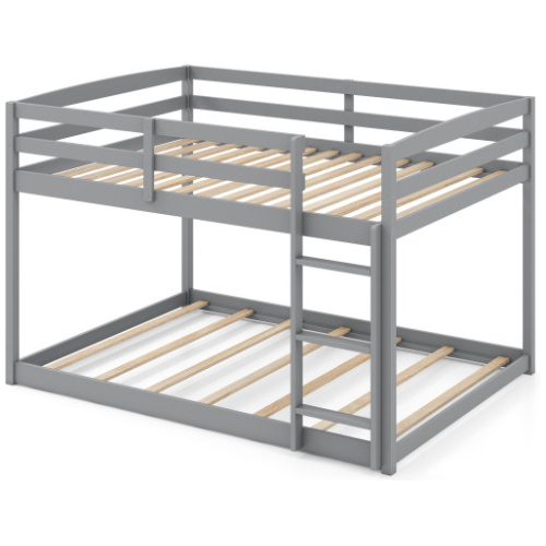 Full Over Full Bunk Bed Low-to-ground Bunk Bed-Gray