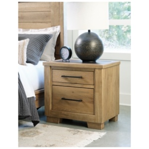 Galliden 29" 2 Drawer Charging Nightstand, Light Brown