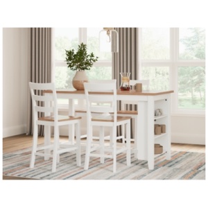 Gesthaven Counter Height Dining Table and 4 Barstools, Natural/White