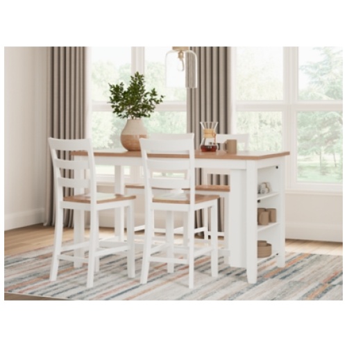 Gesthaven Counter Height Dining Table and 4 Barstools, Natural/White