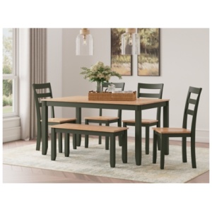 Gesthaven Dining Table with 4 Chairs and Bench, Natural/Green